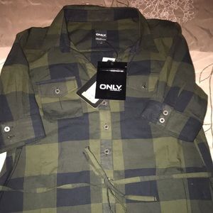 ONLY Shirt dress, Green and Blue plaids